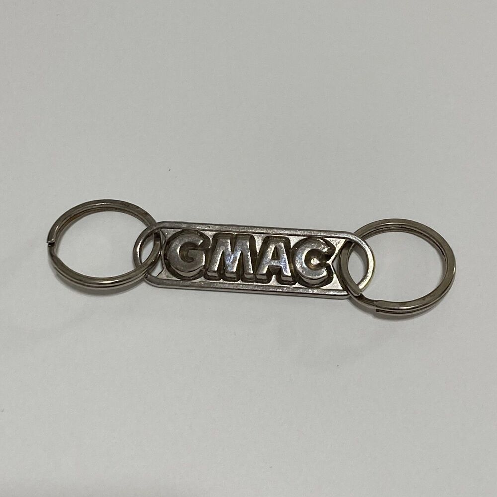 GMAC Keychain Fob Double Key Mailbox Drop Lost Key Return  Silver Tone Vintage